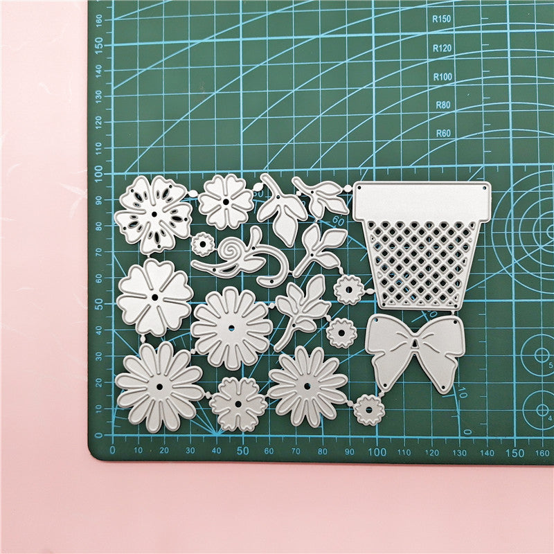 WhereHike Matrices de découpe en métal fleur et feuille, Gabarit de pochoir cadre à fond de feuilles