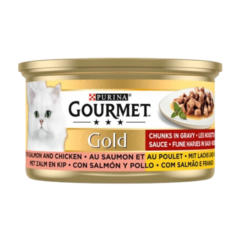 Gourmet Gold Aliment humide pour chat au saumon 24 x 85 g
