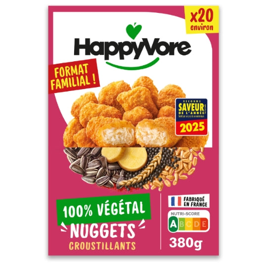 HAPPYVORE Nuggets Croustillants Végétaux et Gourmands 380 g (20 nuggets)
