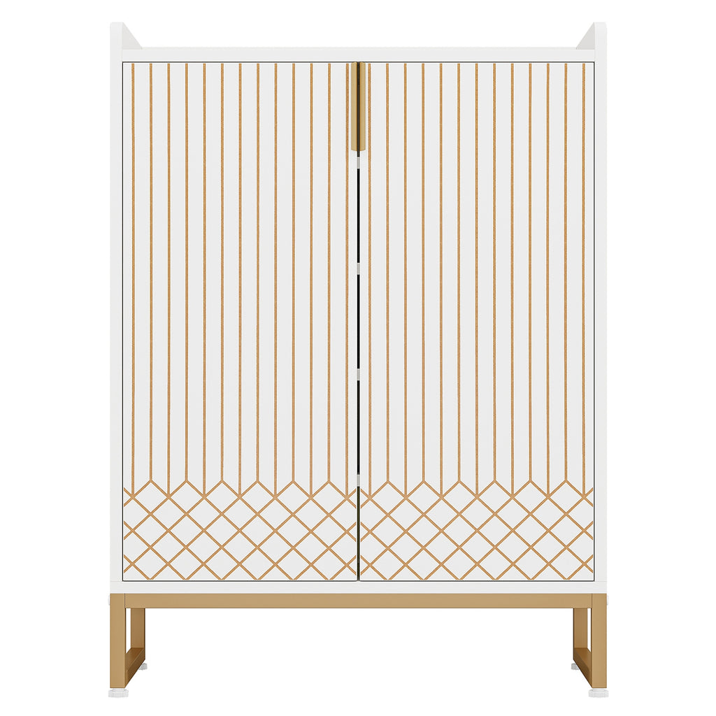 LANTINE Meuble à chaussures en bois avec portes et 5 niveaux pour 25 paires - Blanc