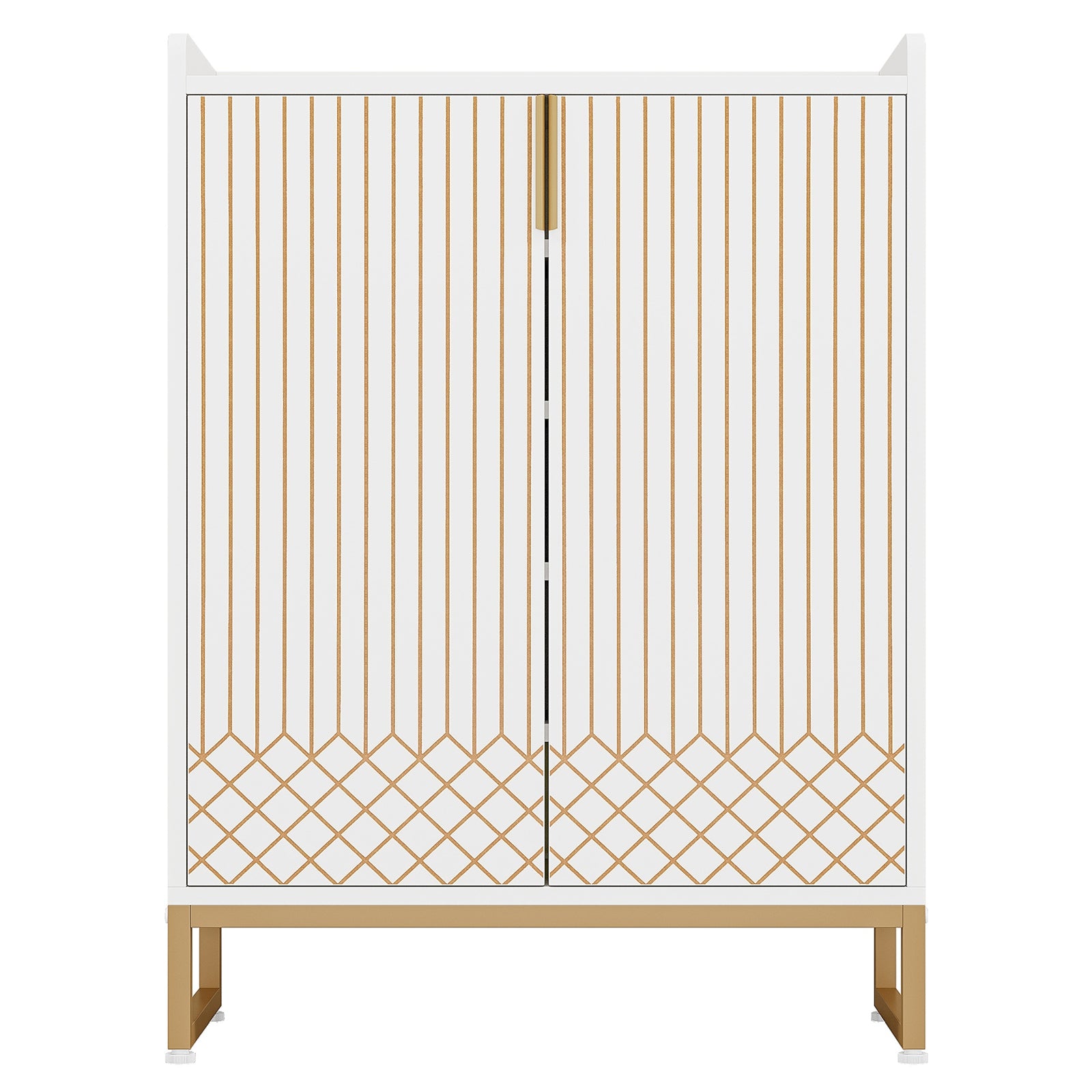 LANTINE Meuble à chaussures en bois avec portes et 5 niveaux pour 25 paires - Blanc
