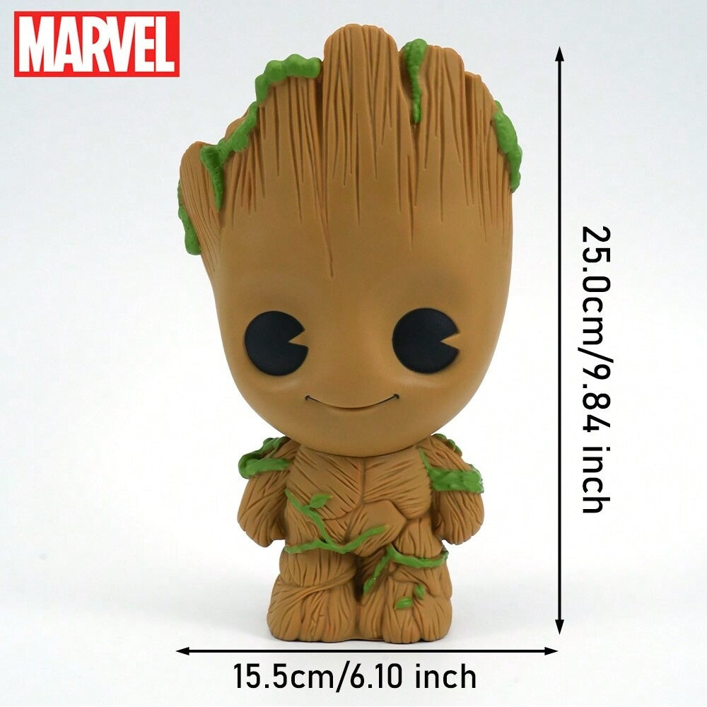 Marvel 1 pièce Tirelire Groot sous licence officielle, Figurine tirelire à pièces, Boîte à monnaie, Pot à économies, Mignon, Style dessin animé, PVC 3D en relief, Objet de collection