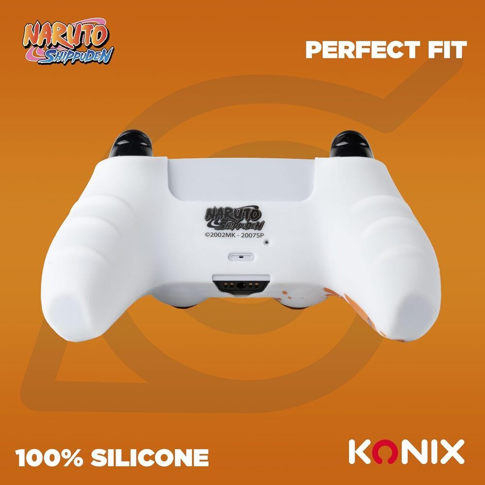 KONIX Naruto Shippuden Coque de protection pour manette DualSense PS5 - Silicone - Croix directionnelle - Motif Konoha et Naruto - Blanc