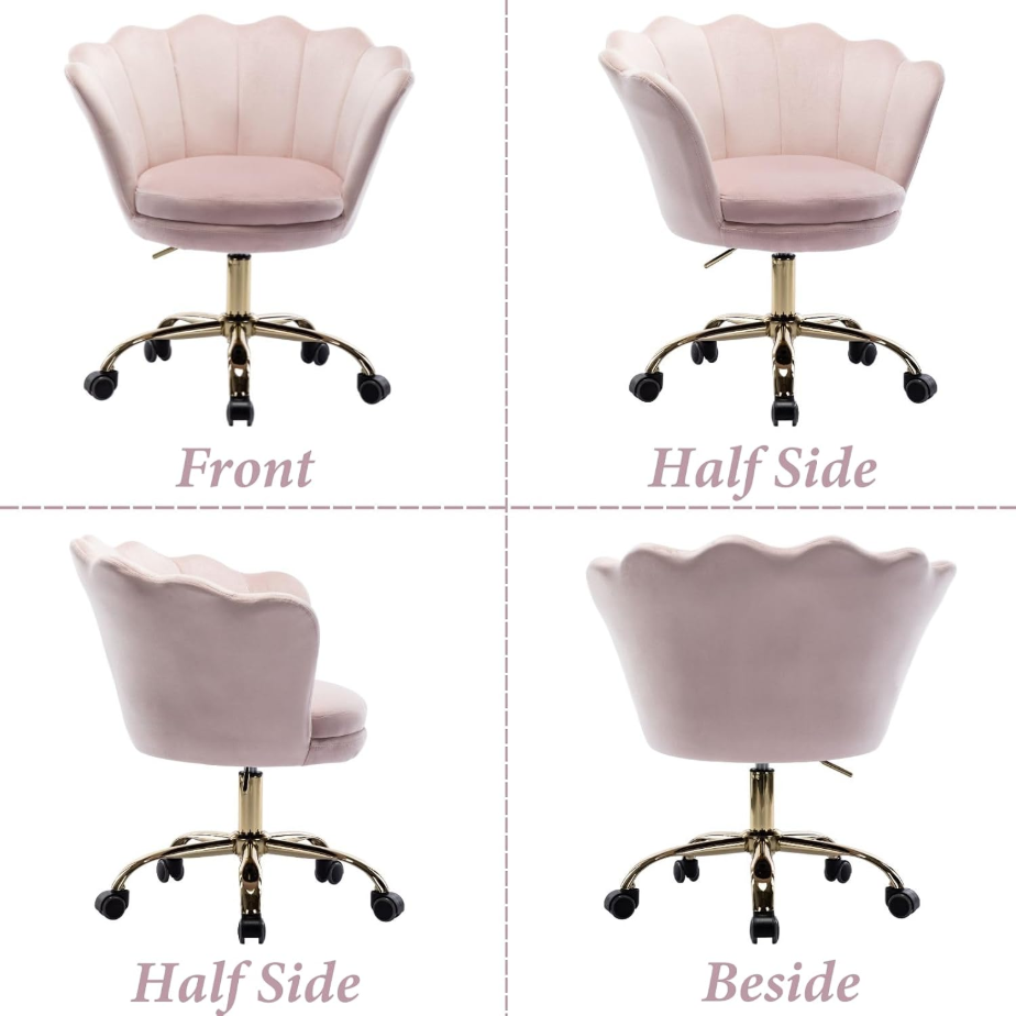 CHAIRUS Ya-Home Chaise de bureau pivotante avec hauteur réglable et roulettes - Rose clair