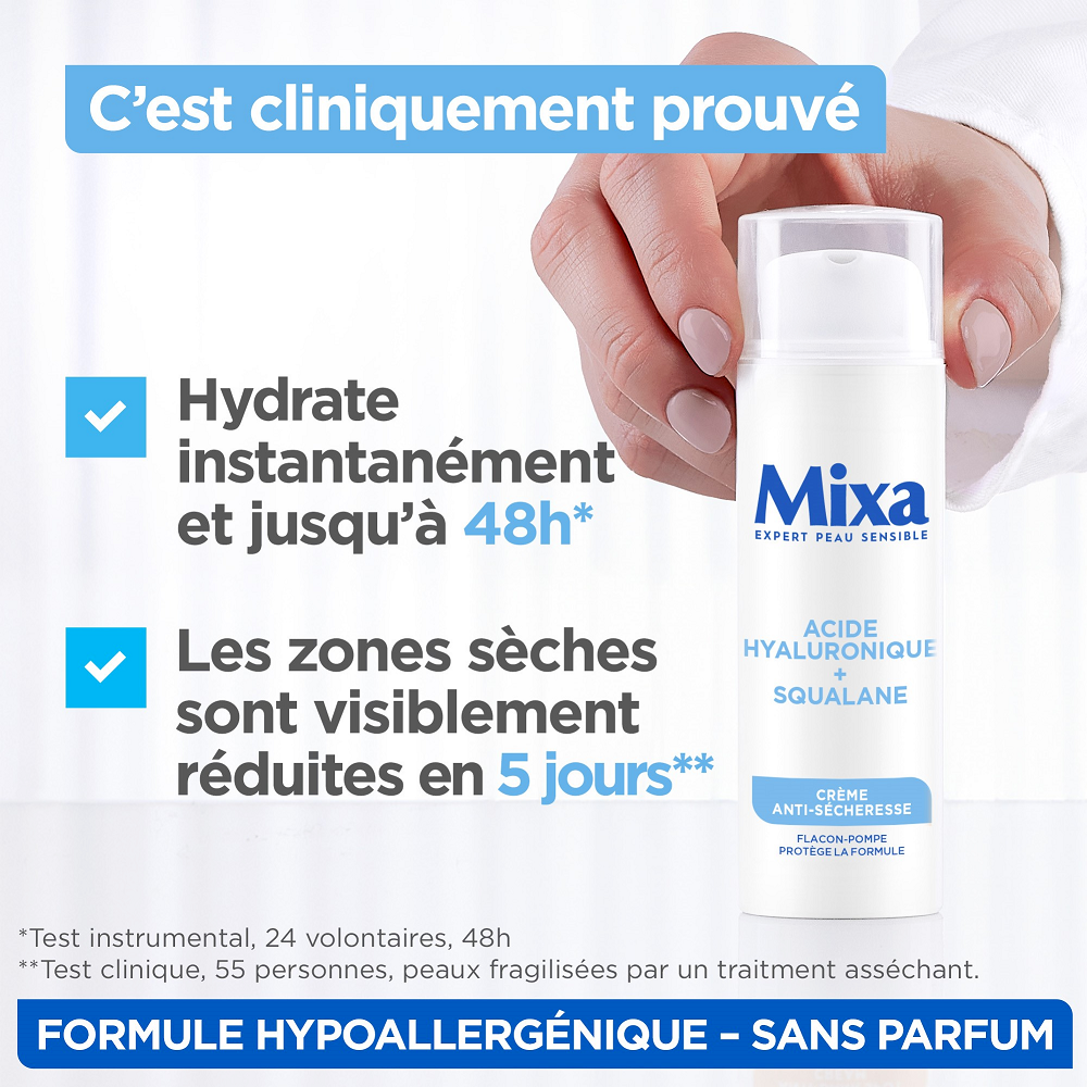 MIXA Crème Anti-Dessèchement Acide Hyaluronique et Squalane 50ml