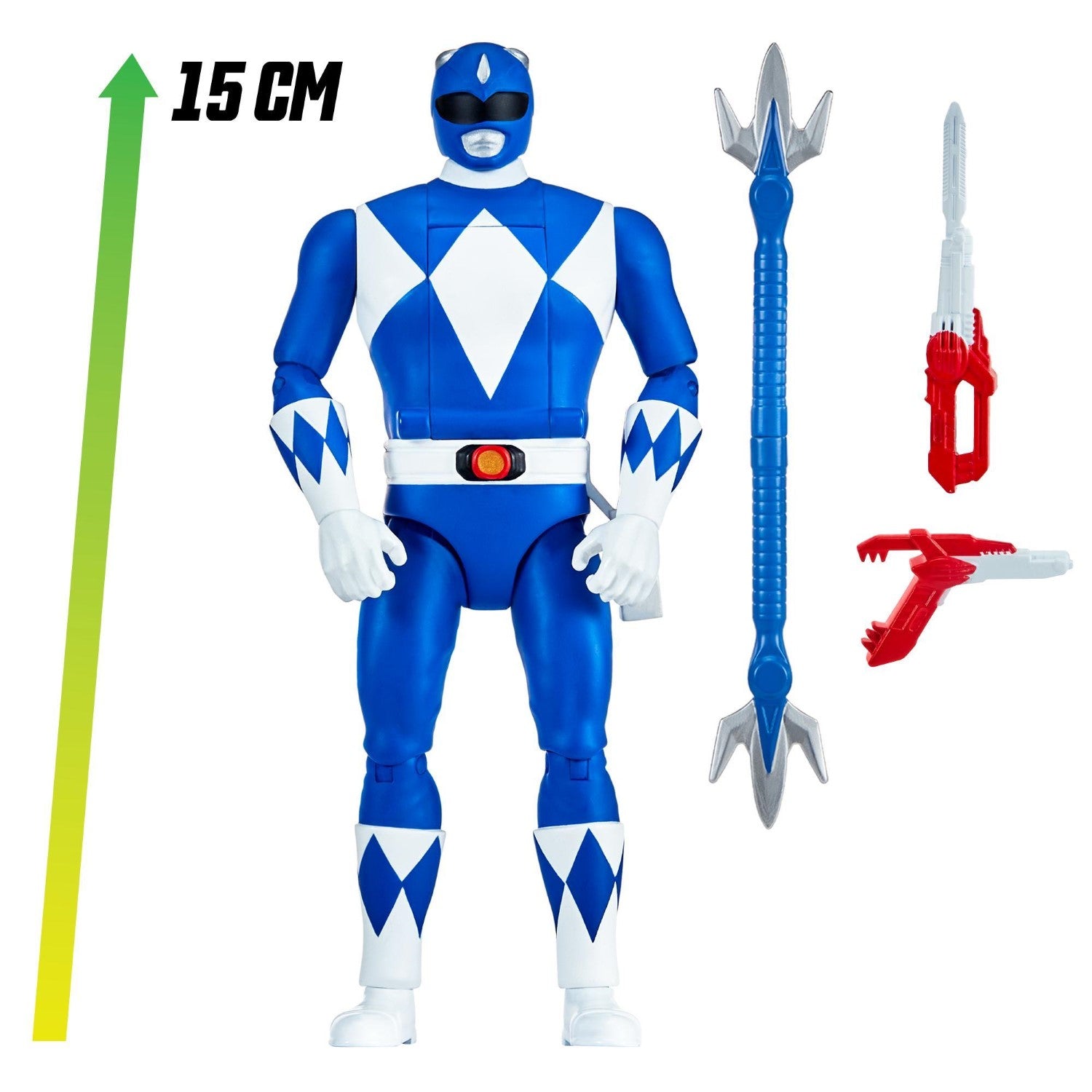 Power Rangers Power Ranger - Auto-morphin, Figurine articulée 2-en-1, 15 cm, Ranger Bleu - Billy Cranston, pour les enfants dès 4 ans, PWG074