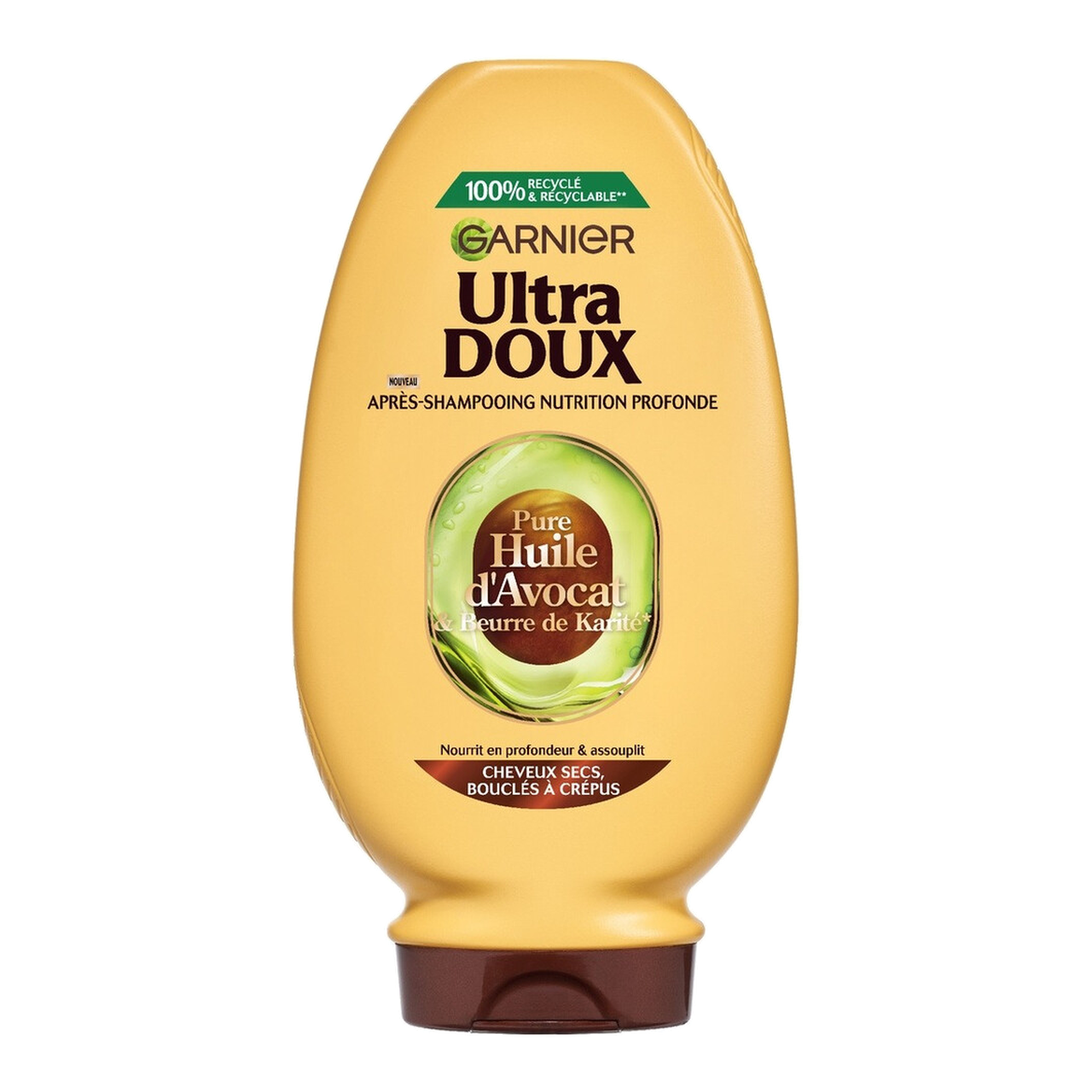 ULTRA DOUX Après-shampooing Nutrition Intense pour Cheveux Bouclés et Crépus à l'Huile d'Avocat et au Beurre de Karité - 250 ml