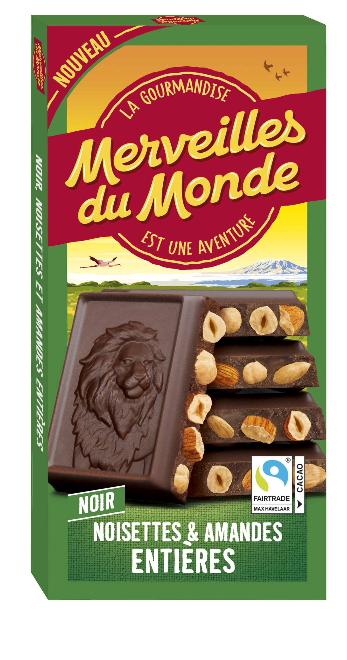 Merveilles du Monde Bloc Noir, Noisettes et Amandes entières 170g
