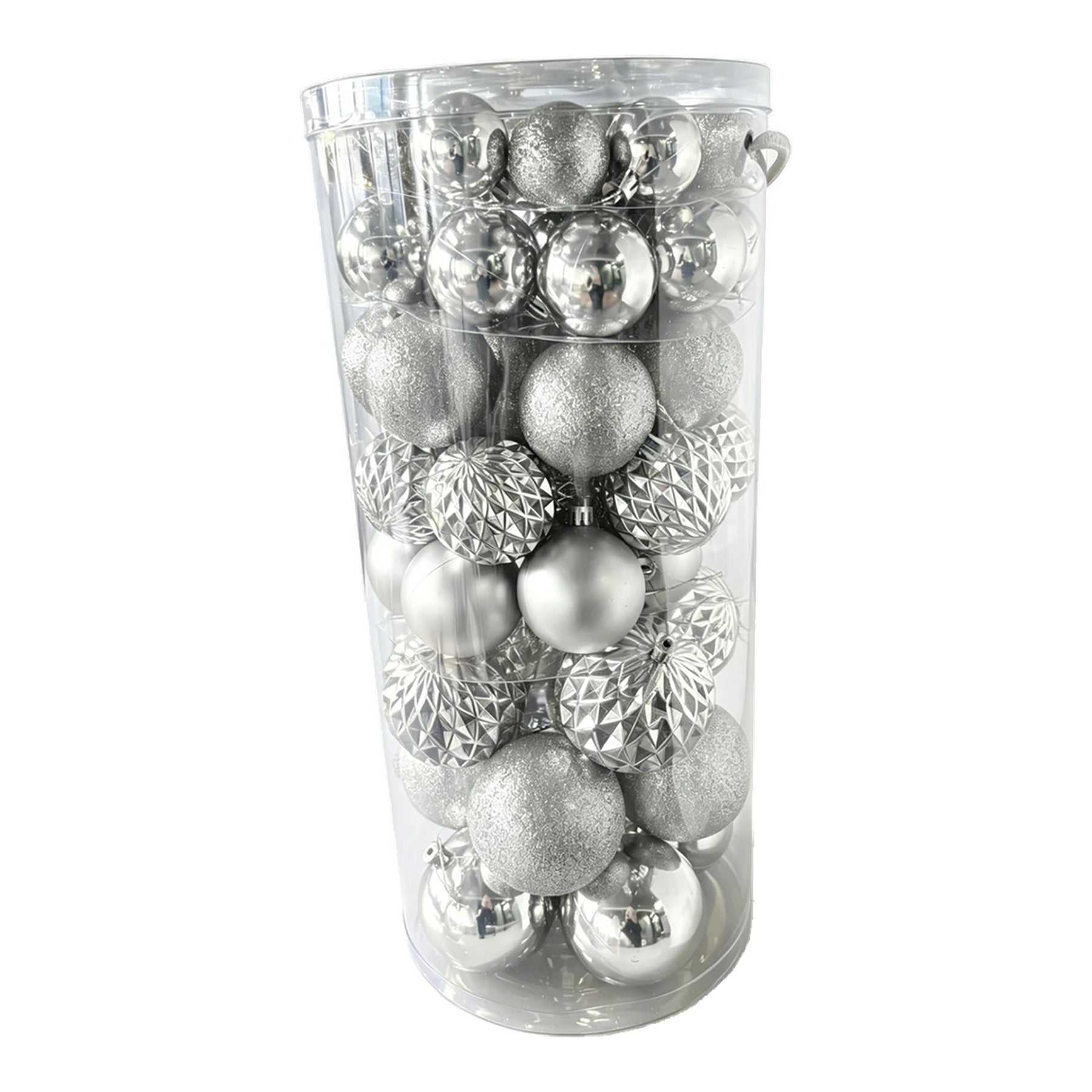 Ju7cer 66 boules de Noël argentées, mini boules de Noël en plastique incassable 4-8 cm, 4 tailles différentes de boules de Noël, convient pour la décoration intérieure et extérieure des fêtes de Noël