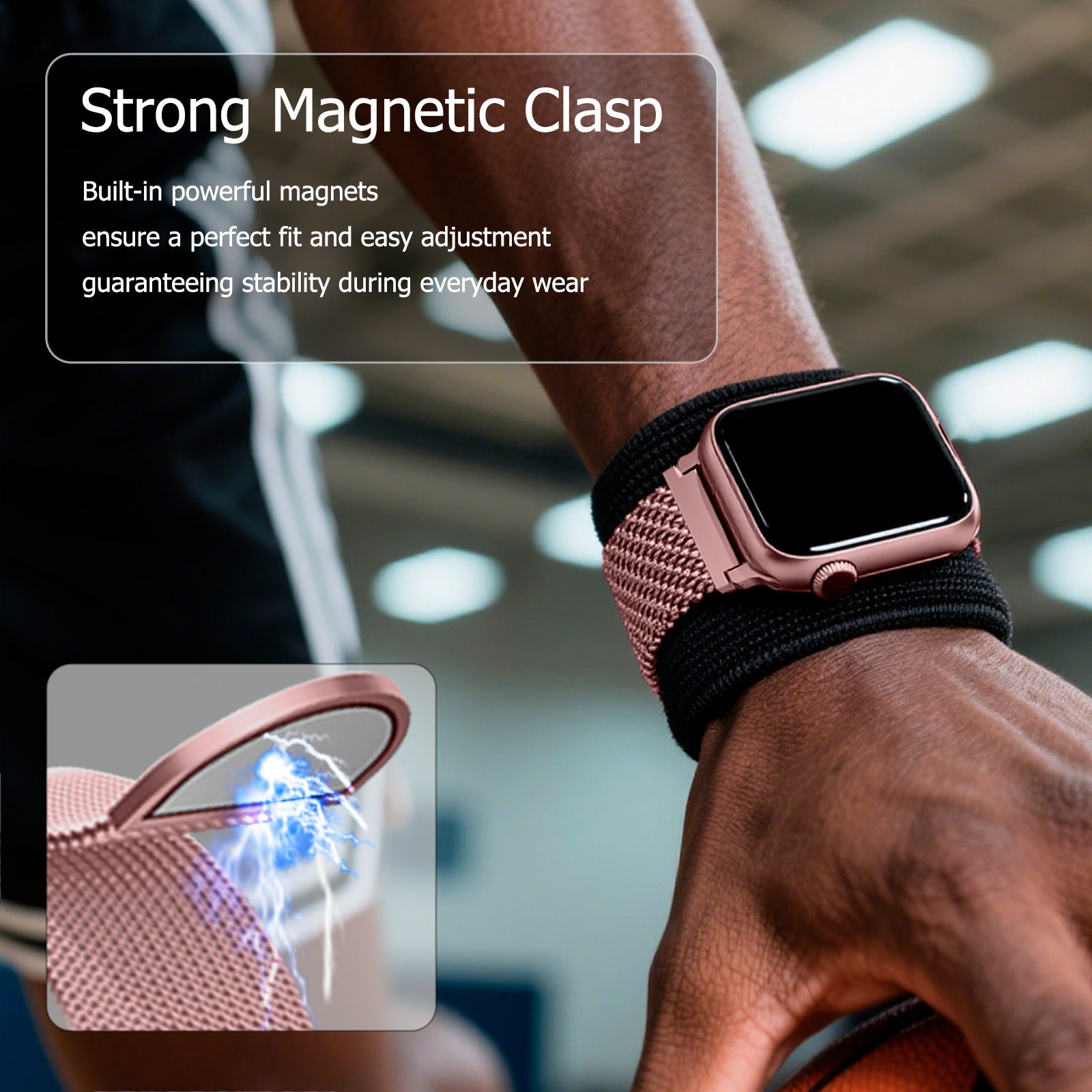 Uni-unzeit Bracelets pour Apple Watch 46 mm/45 mm/44 mm/49 mm + S3/2/1 42 mm, Rose rosé, Cercle