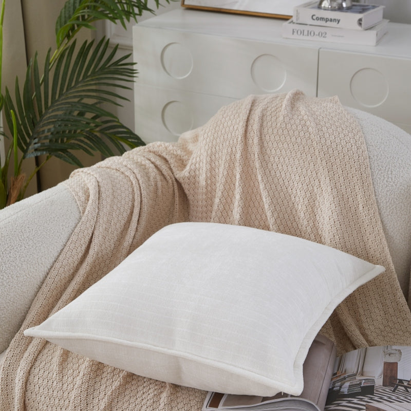 MEROPE, Housse de coussin classique en polyester multicolore, 50x50 cm, blanc, 1 pack