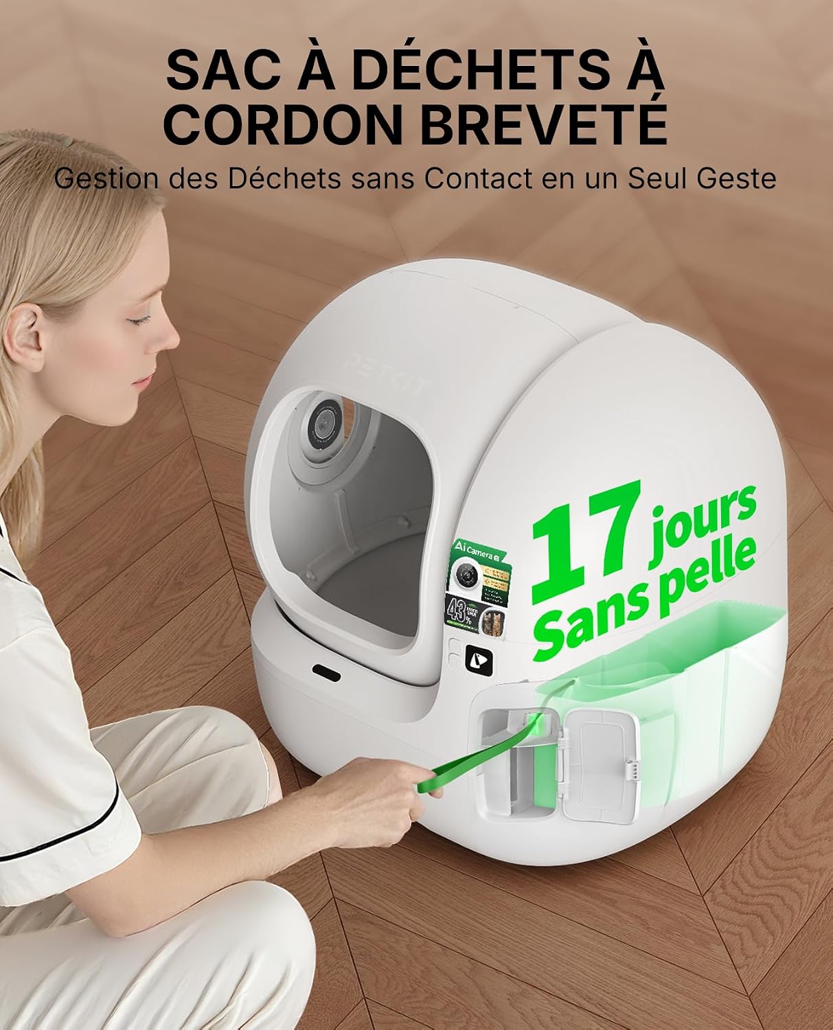 PETKIT Purobot Max Pro 2 avec Caméra Bac à Litière Automatique Autonettoyant pour Chat, Bac à Litière Contrôlé par Application avec Capteurs de Sécurité - UE