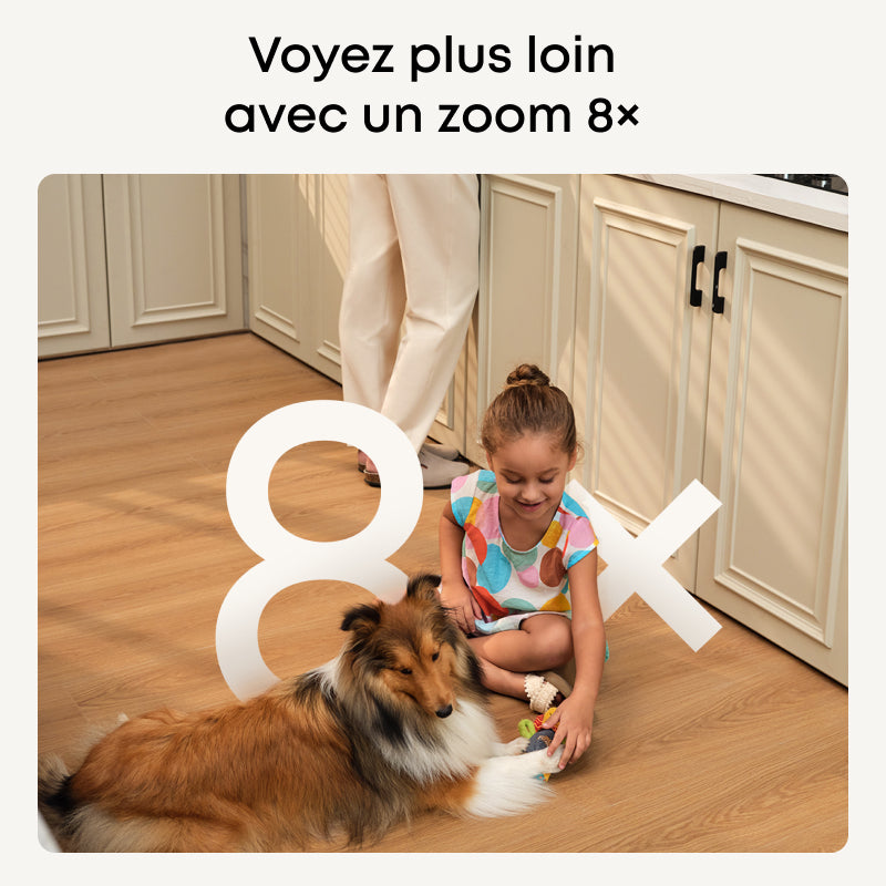 eufy Security Caméra intérieure S350, Caméra à double objectif, Caméra de surveillance 4K UHD avec zoom 8× et rotation/inclinaison 360 °, Idéale comme moniteur pour animaux/sécurité/bébé