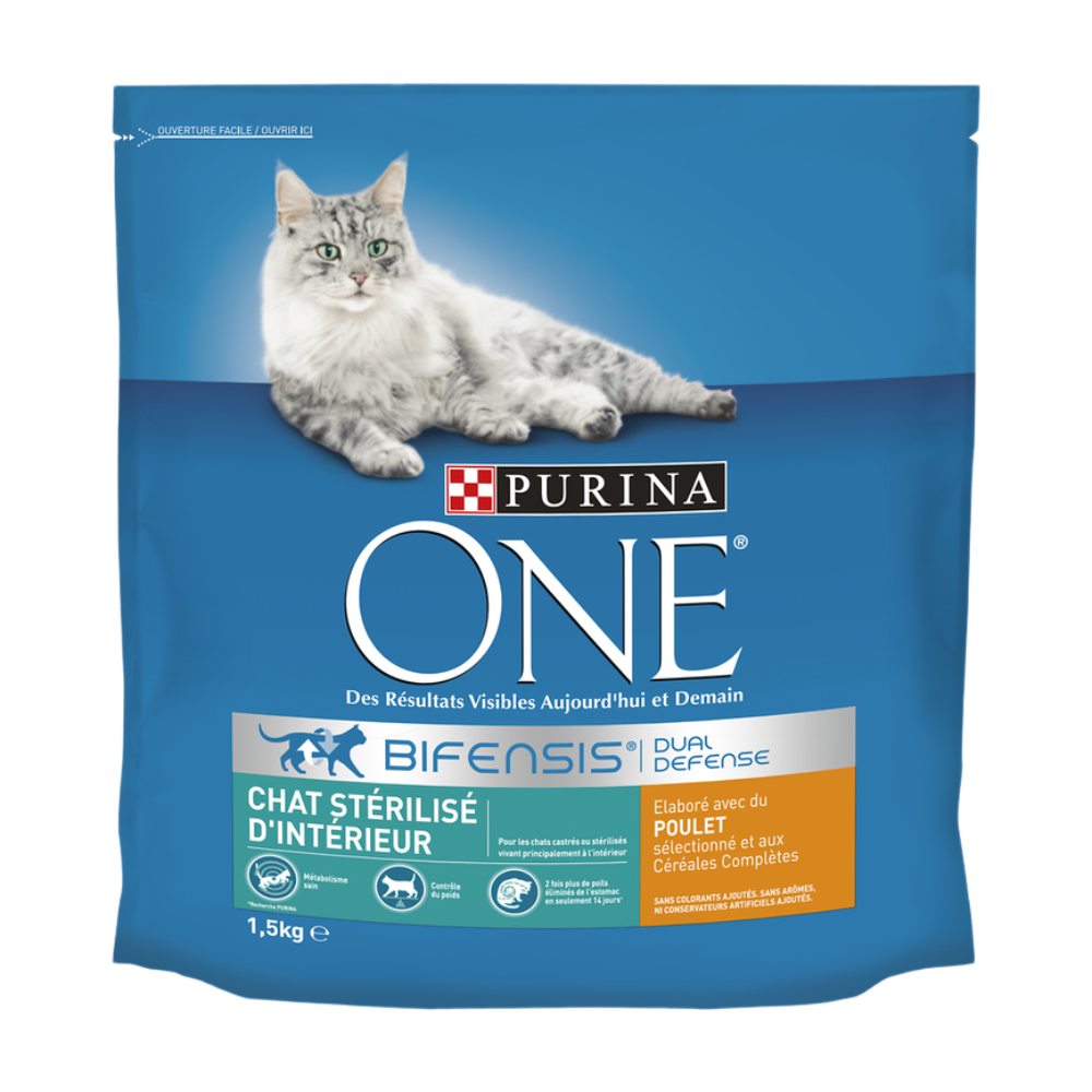 Purina Aliment sec pour chat, poulet, pour chats stérilisés d'intérieur, 1 sachet x 1,5 kg
