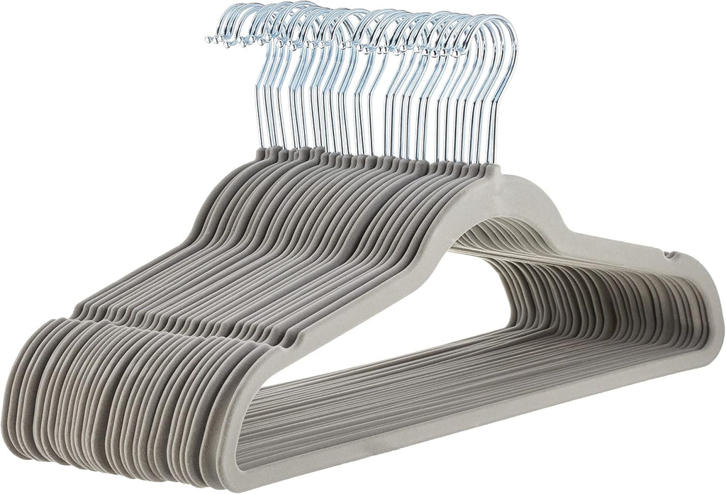 ANQI Lot de 30 cintres en velours antidérapants - Gris/argent