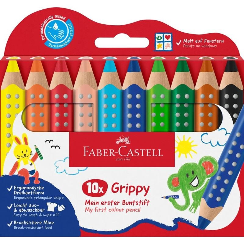 Faber-Castell Crayons de couleur Grippy, lot de 10