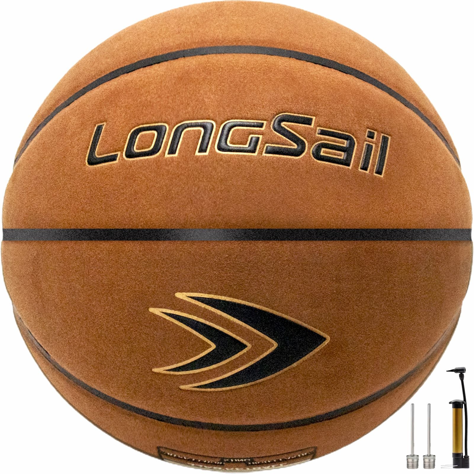 LONGSAIL Ballon de basket premium en cuir composite/microfibre marron - Taille #7