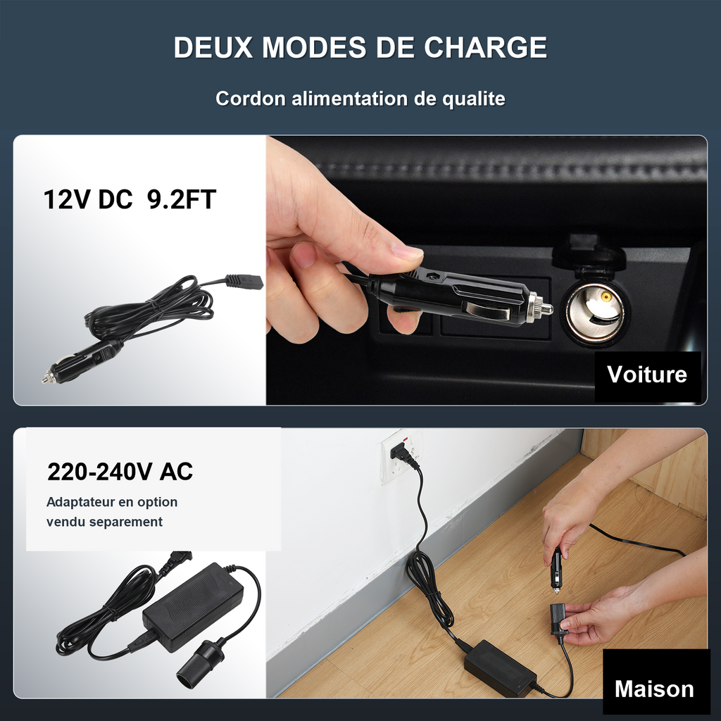 ICEROVER PN-09 9 L Réfrigérateur de Voiture Portable 12 V & Chauffe-Plat, Design à Double Porte-Gobelet, Gris Foncé, Idéal pour le Voyage, le Camping & les Déplacements