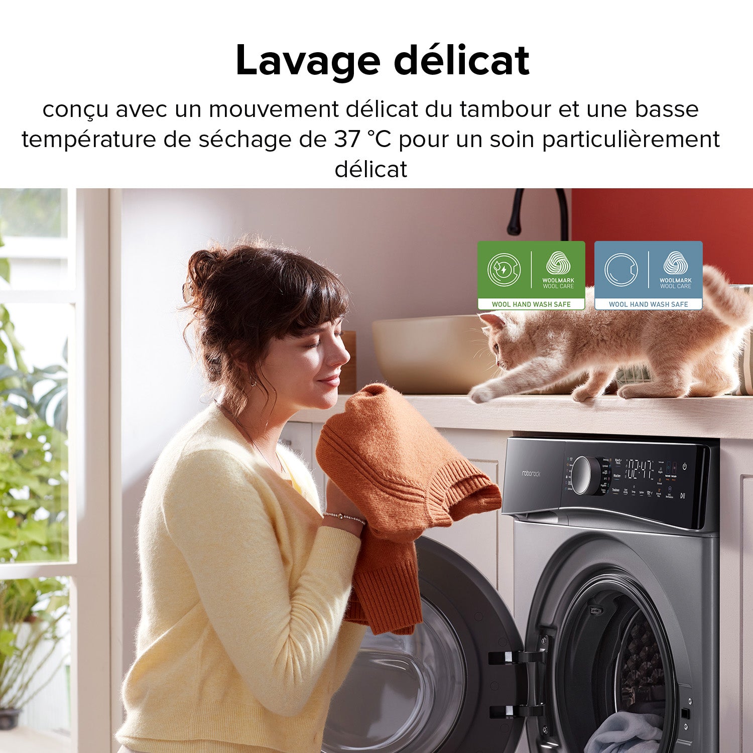 Roborock Zeo Lite Lave-linge séchant Gris avec technologie de séchage Zeo-Cycle, 10 kg lavage, 6 kg séchage, 27 programmes de lavage avec contrôle via application