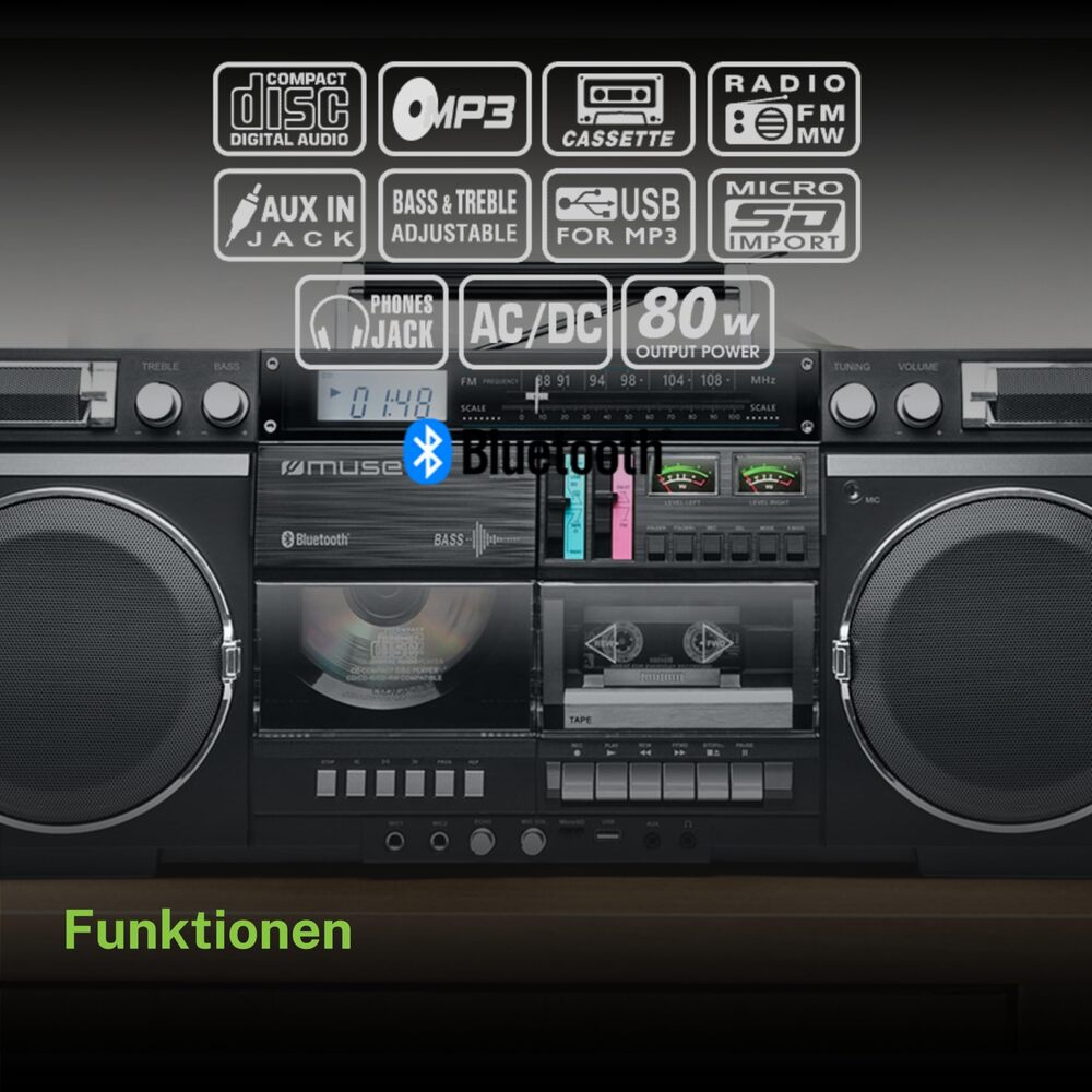 RADIO PORTABLE CD ENREGISTREUR de CASSETTE ET BLUETOOTH