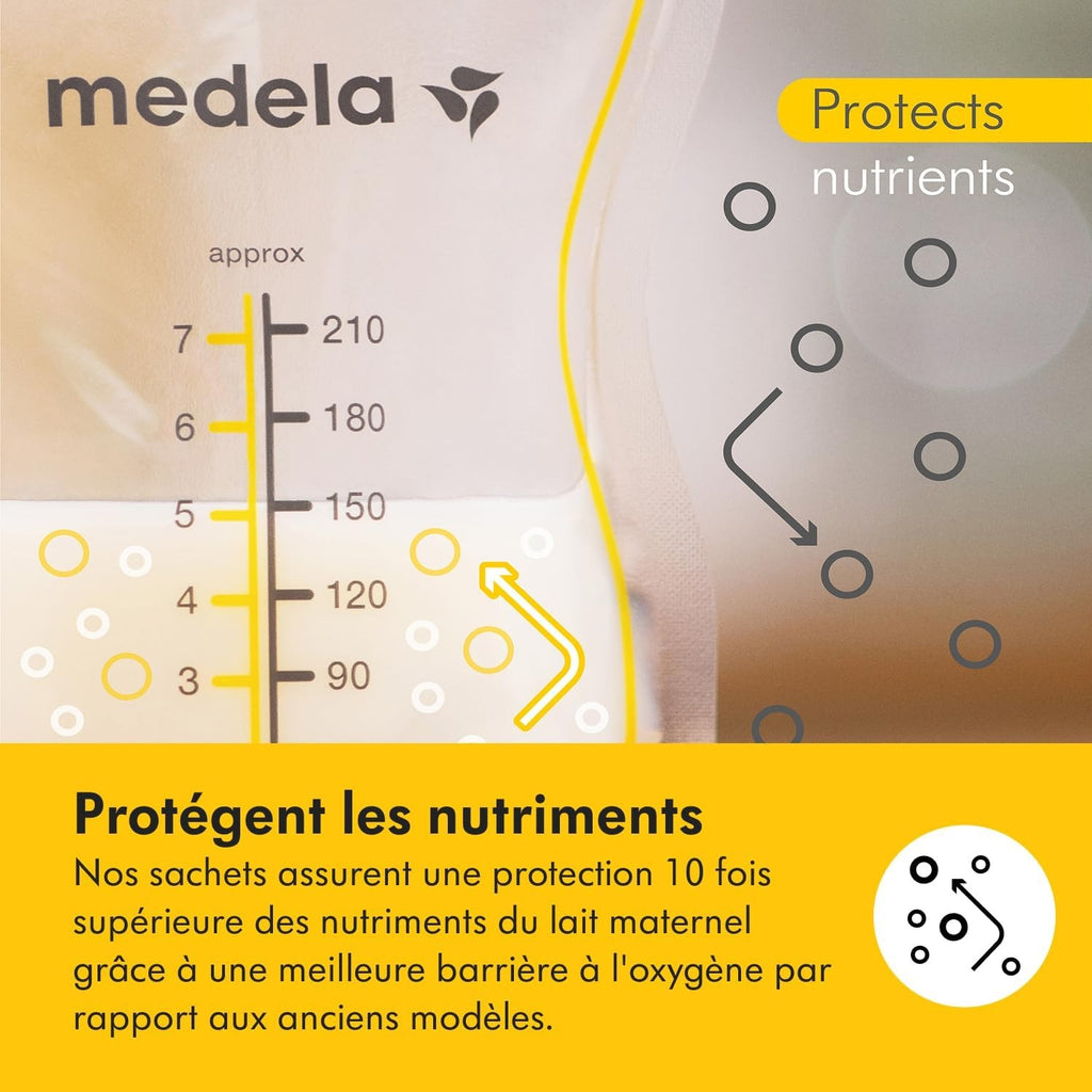 MEDELA Easy Pour - Sachets de conservation du lait maternel, 210 ml, lot de 100