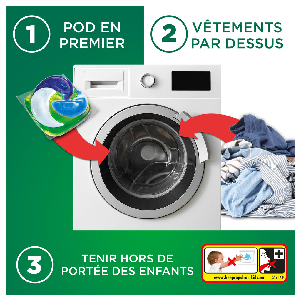 Ariel PODS Grandiose Fraîcheur Alpine, Lessive en capsule, 33 lavages, Fabriqué en France