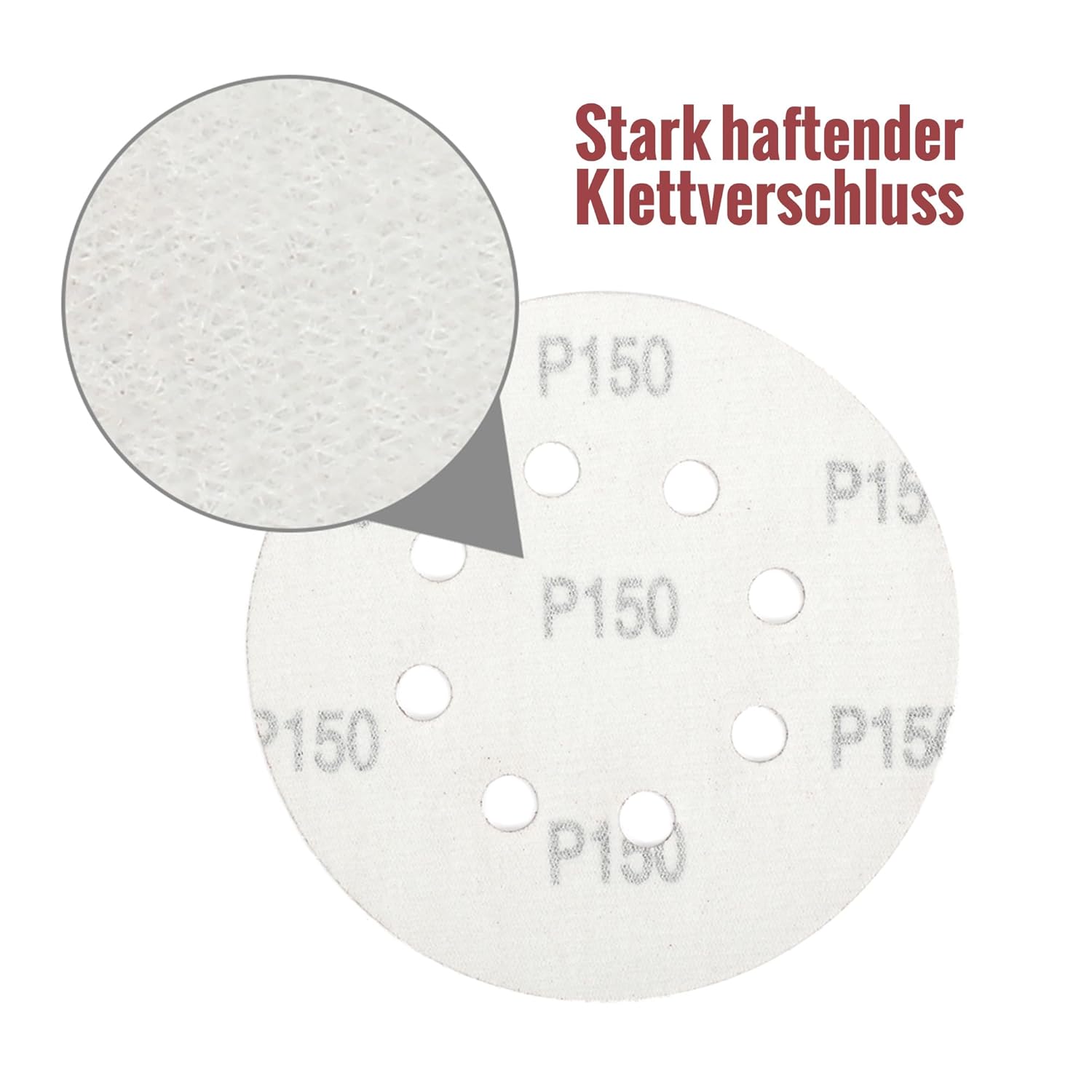 WORKPRO disques abrasifs auto-agrippants 150 pièces, diamètre 125mm, grain mixte 60-600, 8 trous, adaptés aux ponceuses orbitales