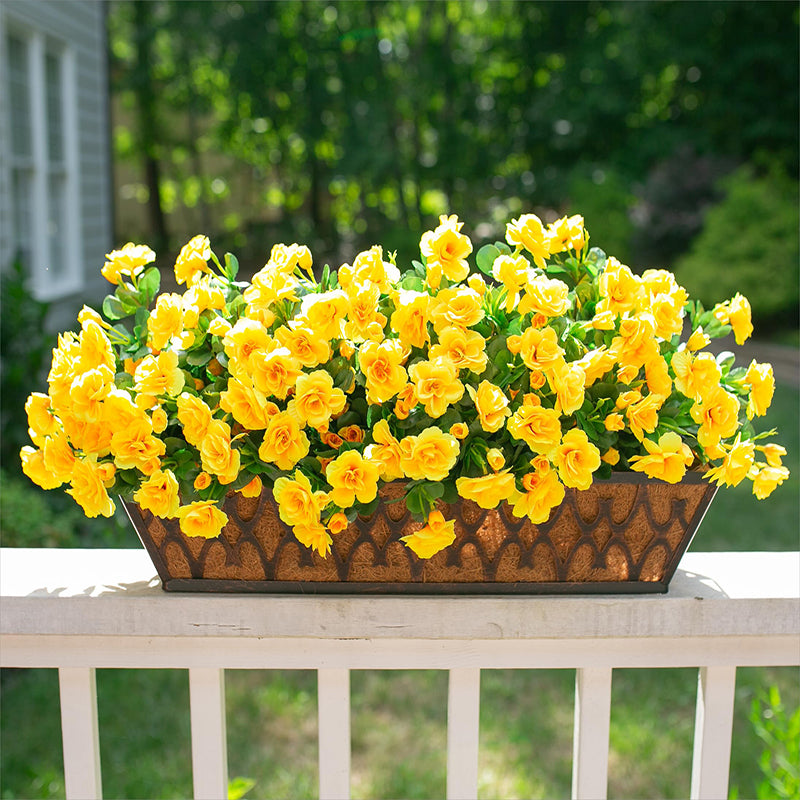 Yuejia Lot de 6 bouquets de fleurs artificielles en soie camélia jaune - 38 cm