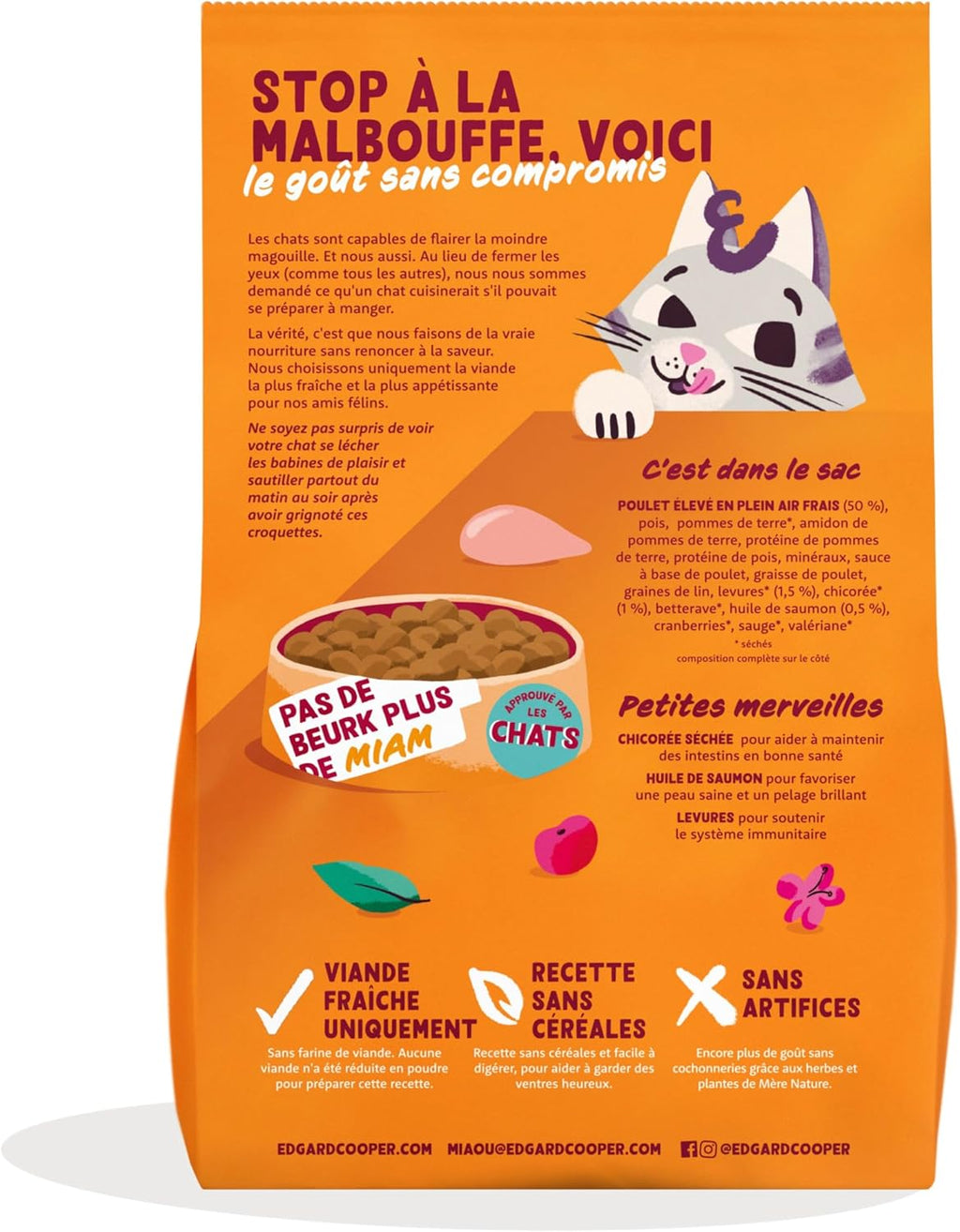 Edgard & Cooper Croquettes pour Chat Adulte Sans Céréales Poulet Frais