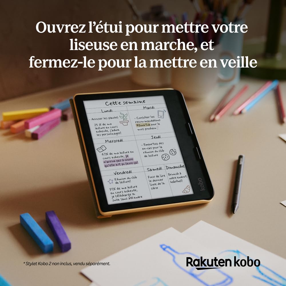 Kobo SleepCover Étui pour Kobo Libra Colour - Jaune beurre
