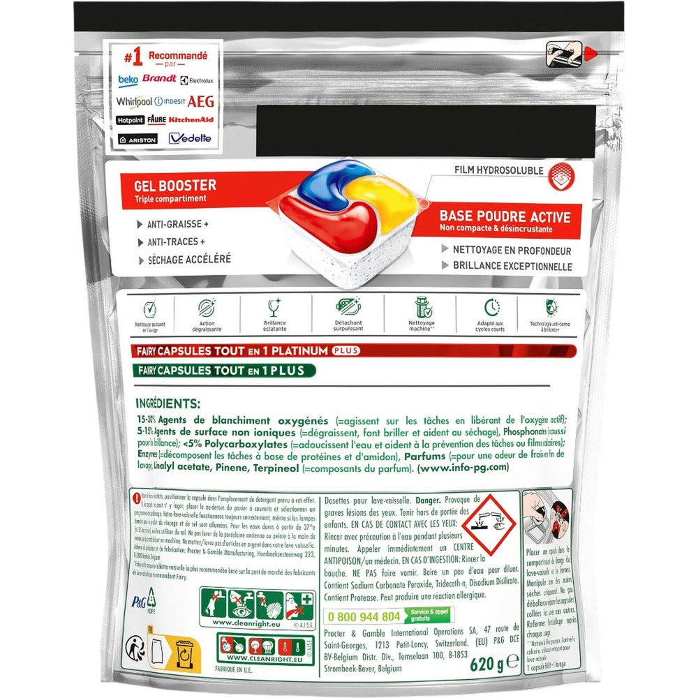 Fairy Platinum Plus Citron Tablettes Lave-Vaisselle 4 x X40 (= 160 Tablettes)