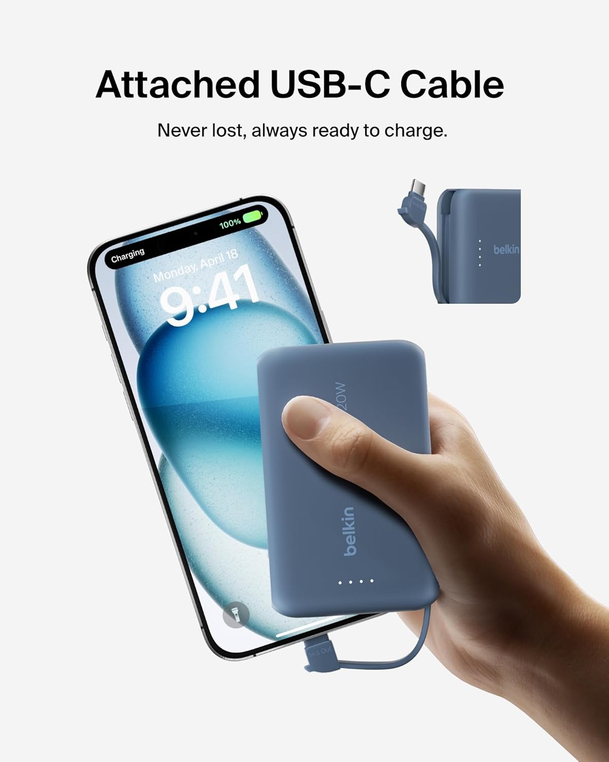 Belkin BOOST CHARGE Power Delivery Batterie externe 10 000 mAh - Bleu