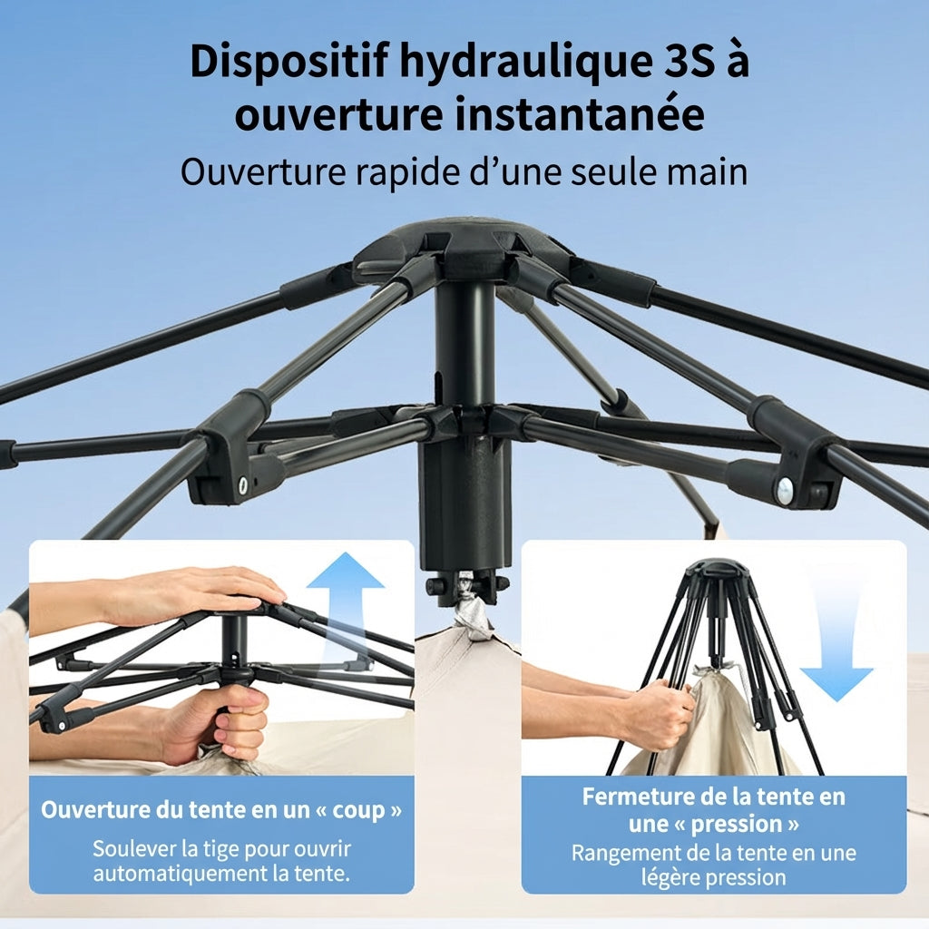 Ochama x J.ZAO Tente double couche - Matériel extérieur de randonnée et camping - Tente dôme - Déploiement automatique - Couleur fromage 3-4 personnes, Beige