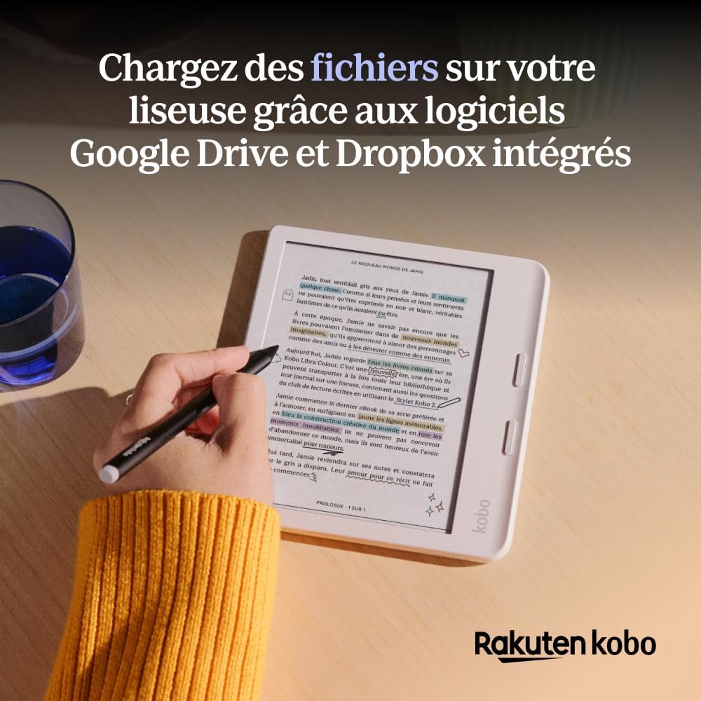 Kobo Libra Colour Liseuse avec écran tactile anti-reflets 7" et 32 Go de stockage - Noir