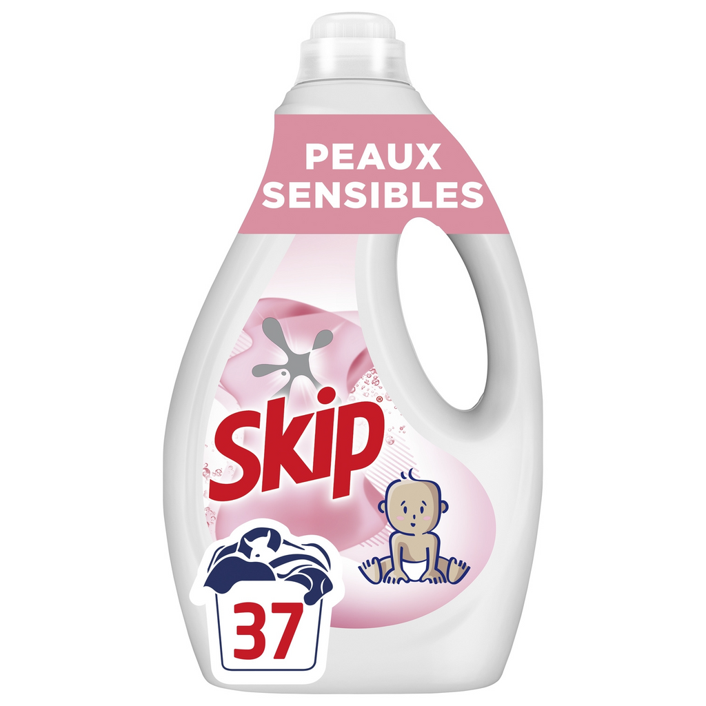 SKIP Lessive liquide peaux sensibles testée dermatologiquement 37 lavages 1,554 L