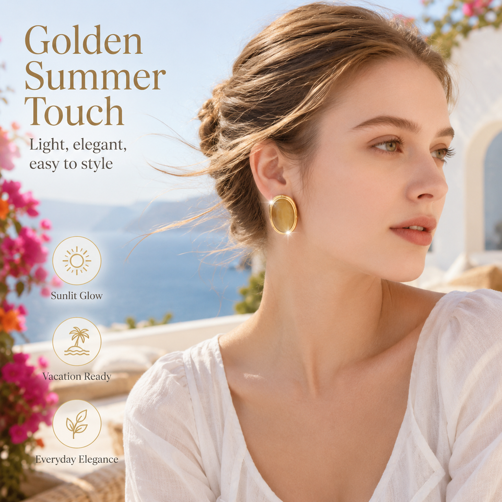 Boucles d'oreilles VoxorAI style européen et américain, pierres œil-de-chat géométriques marron, clous d'oreilles, accessoires d'oreilles, toutes saisons