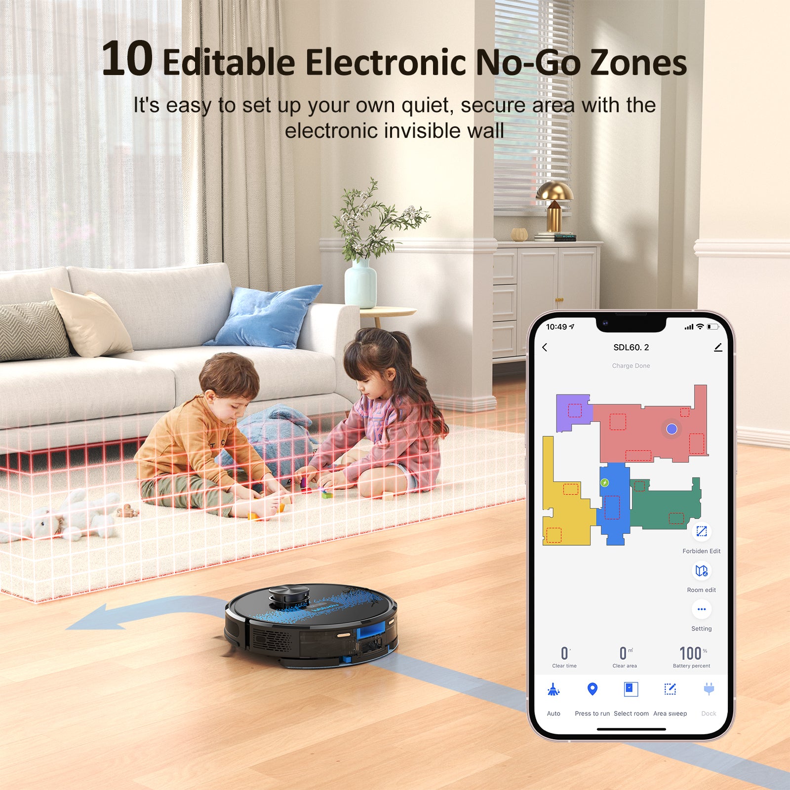 Lubluelu SL60D Aspirateur Robot Laveur, 2 en 1, Aspiration 4000 Pa, Navigation Laser avec 5 Cartes, Faible Bruit 55 dB, Contrôlé par Application, Pour Poils d'Animaux, Tapis, Sols Durs