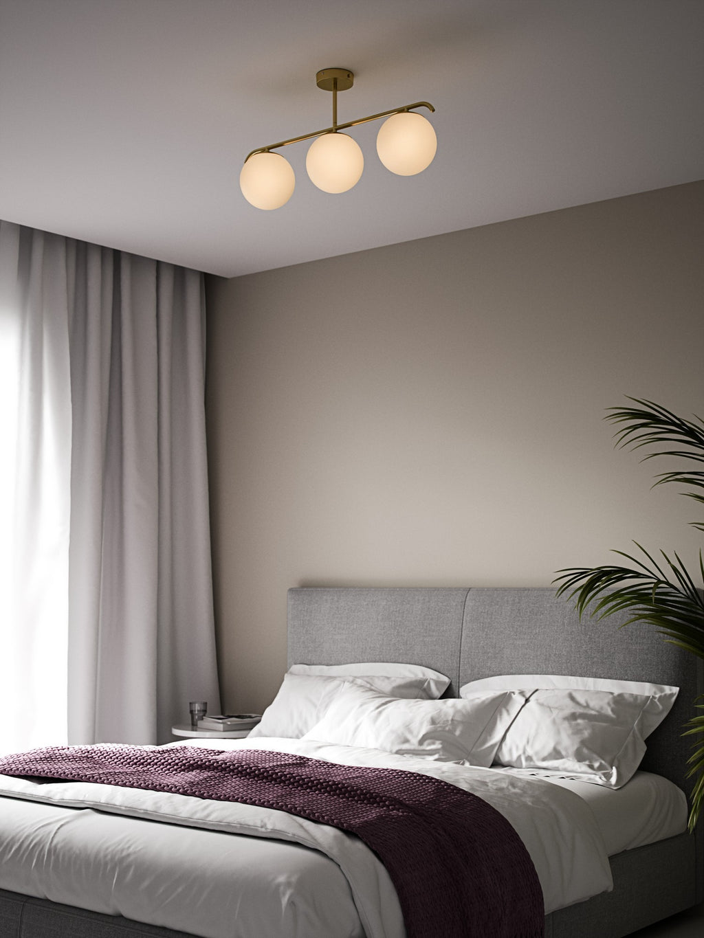 Plafonnier GRANT 3-Spot verre et métal laiton IP20 E14 - Nordlux, Intérieur