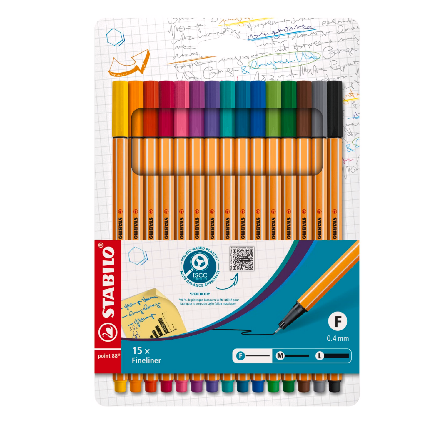STABILO Point 88 Coffret de stylos-feutres à pointe fine - 15 couleurs standard