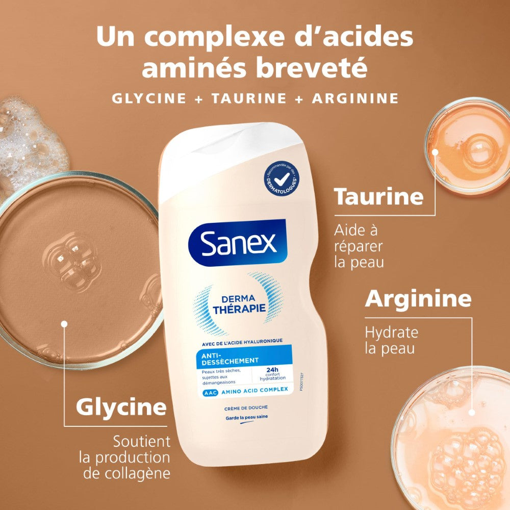 Sanex - Gel douche - Derma Thérapie - Anti-démangeaison & irritation - 425ml