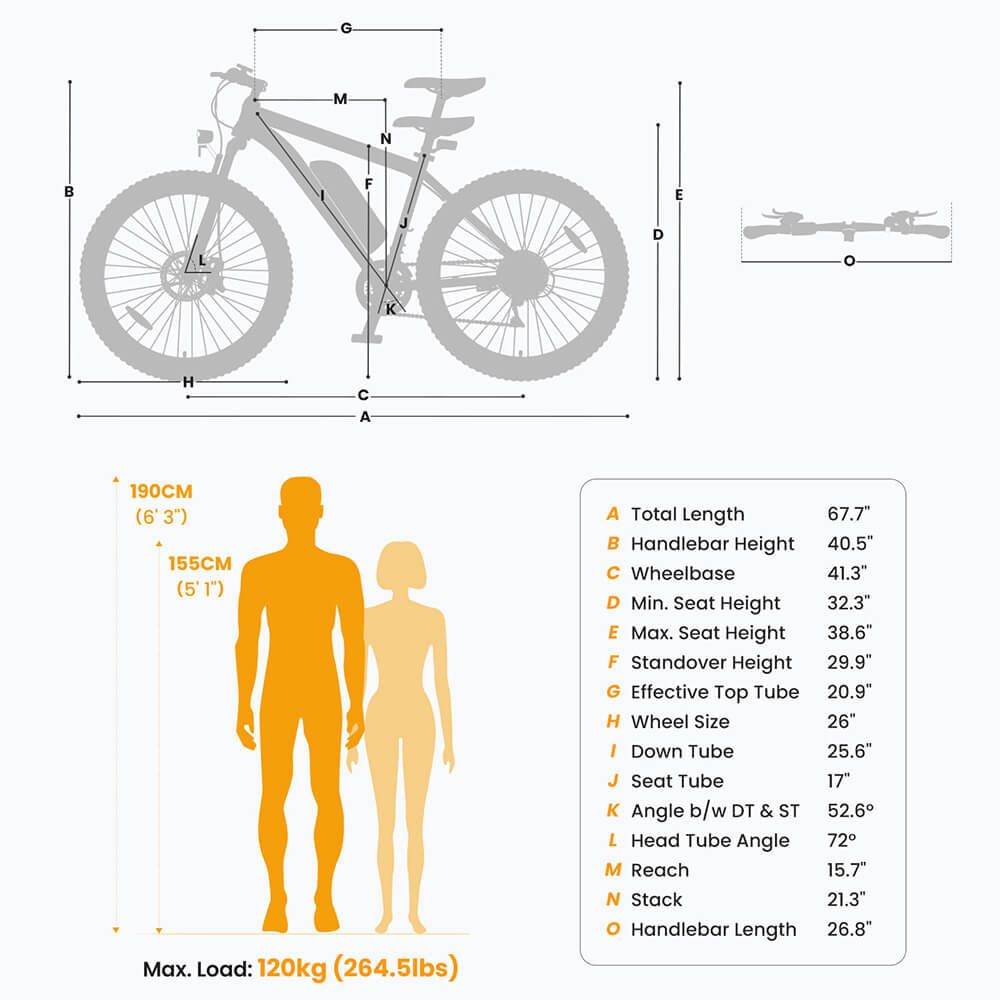 Touroll U1 Vélo électrique à enjambement élevé, 36 V, 13 Ah, 250 W - 26 pouces