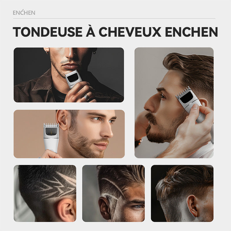 Tondeuse à cheveux électrique sans fil professionnelle ENCHEN White Boost 2 avec chargement rapide USB Type-C, pour hommes adultes, 1 pièce.