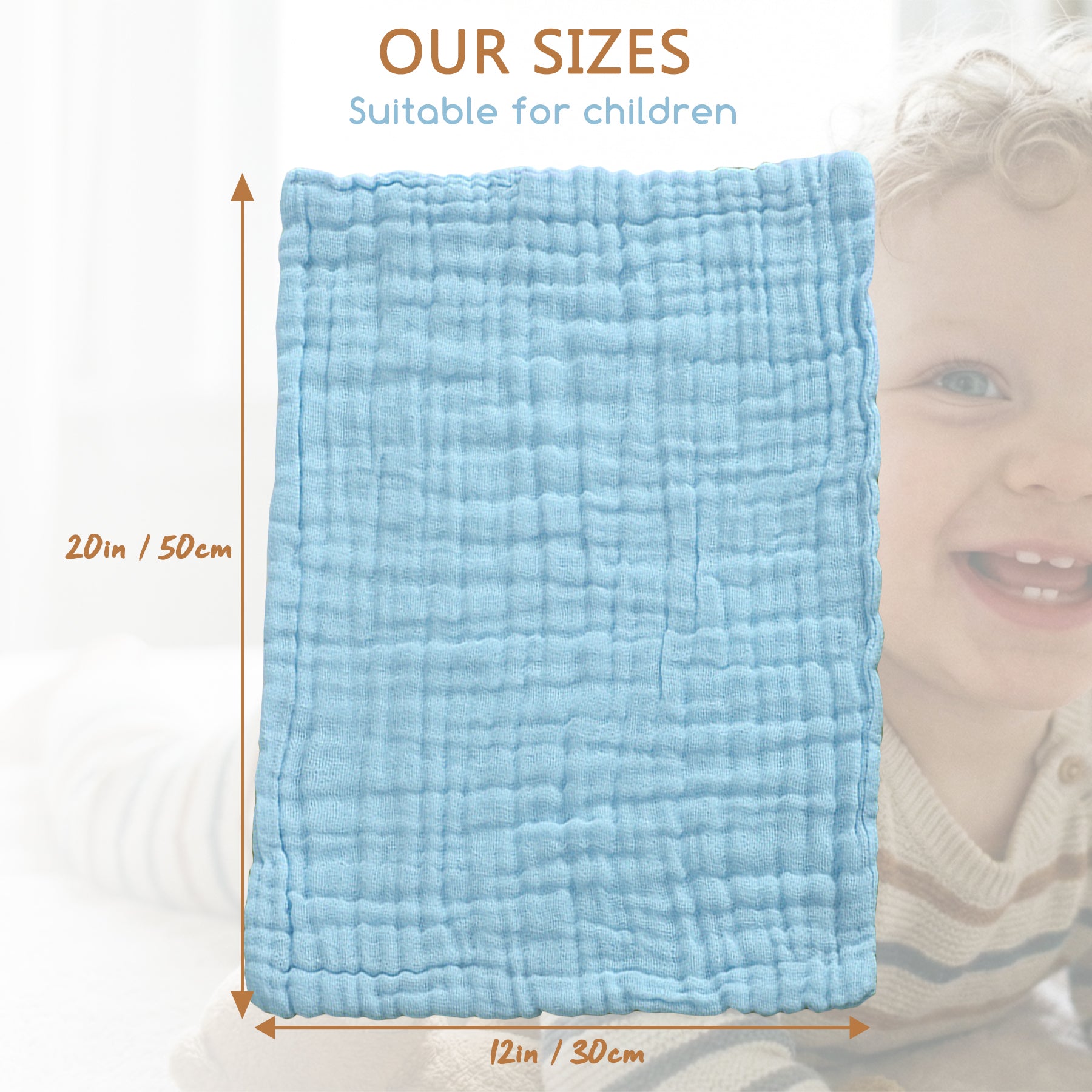 LeBonsoir Lot de 5 serviettes en mousseline 100 % coton 6 épaisseurs multicolore - 30 x 50 cm
