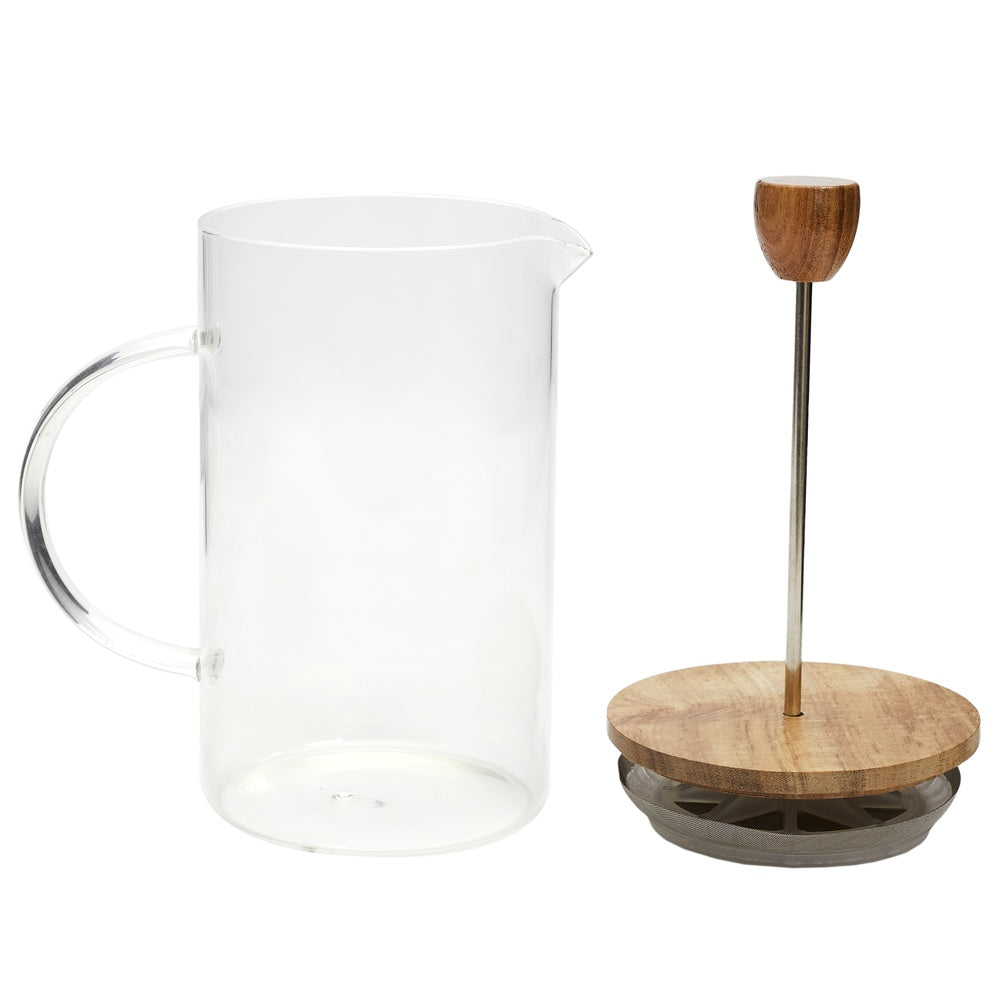 COOK CONCEPT Cafetière à piston en verre et acacia, 85 cl