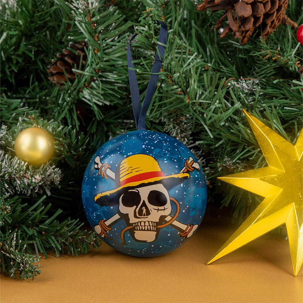 One Piece Sac de Courses Écologique Réutilisable avec Boule de Noël Sphère en Métal Emballage Cadeau Grand Bateau D Luffy Imprimé Carte Tête de Mort Grand Format Sac de Courses Pliable