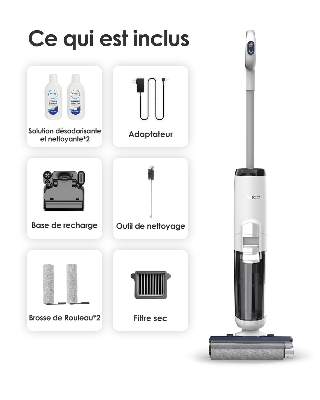 Tineco iFLOOR 5 Breeze Complete Nettoyeur de sols durs sans fil eau et poussière Autonomie de 35 min Nettoyage des bords Auto-nettoyant