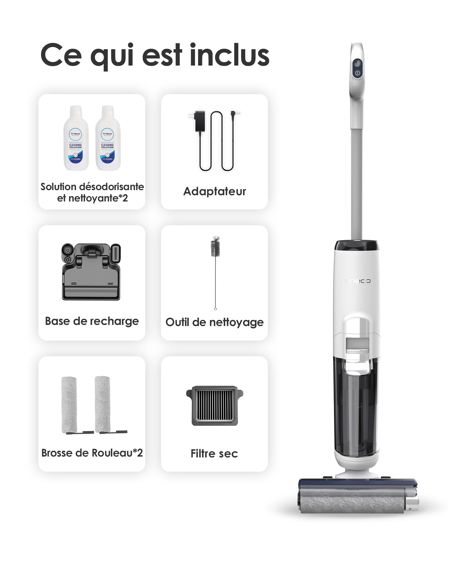 Tineco iFLOOR 5 Breeze Complete Nettoyeur de sols durs sans fil eau et poussière Autonomie de 35 min Nettoyage des bords Auto-nettoyant