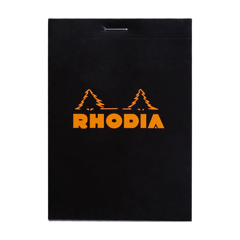 CLAIREFONTAINE Bloc agrafé Rhodia BLACK N°12 8,5x12 cm 80 feuillets petits carreaux 5x5 80 g
