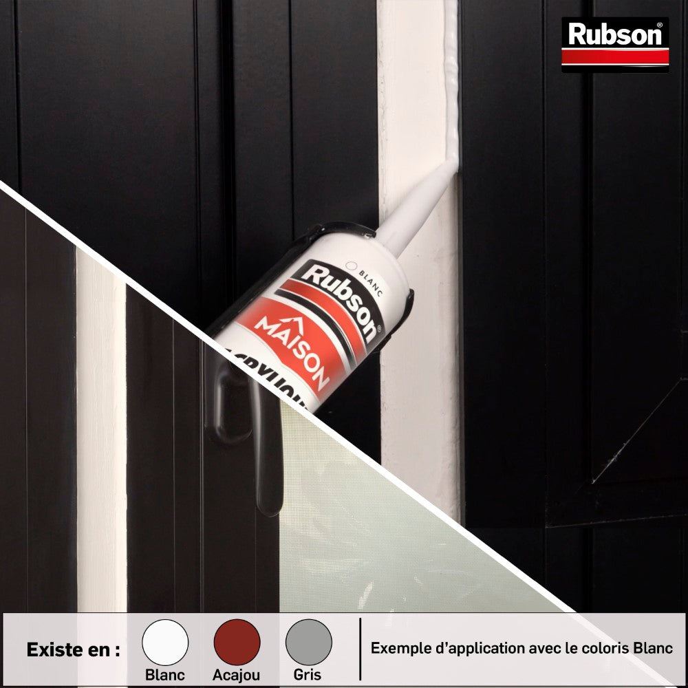Henkel Rubson | Mastic Maison Acrylique Murs & Fenêtres Blanc (lot de 2 cartouches de 280 ml) – Mastic acrylique pour intérieur & extérieur – Comble fissure, joint porte et fenêtre