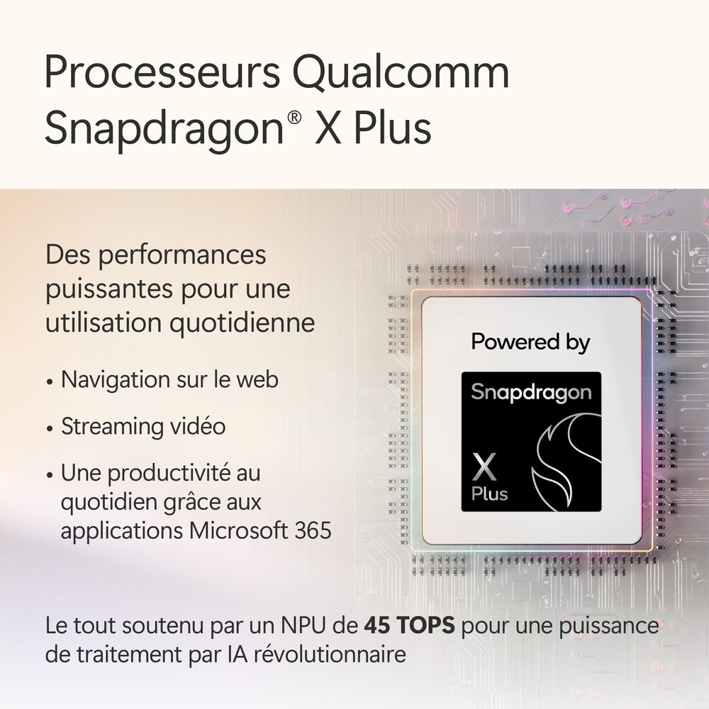Microsoft Surface Pro 12" Copilot+ PC, Snapdragon X Plus, 16 Go de RAM, 256 Go UFS, Platine